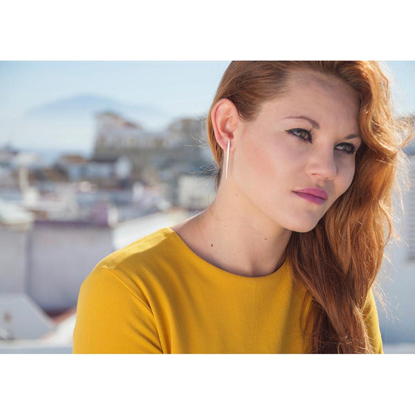 Sea Urchin Silver Spine Drop Earrings - Large