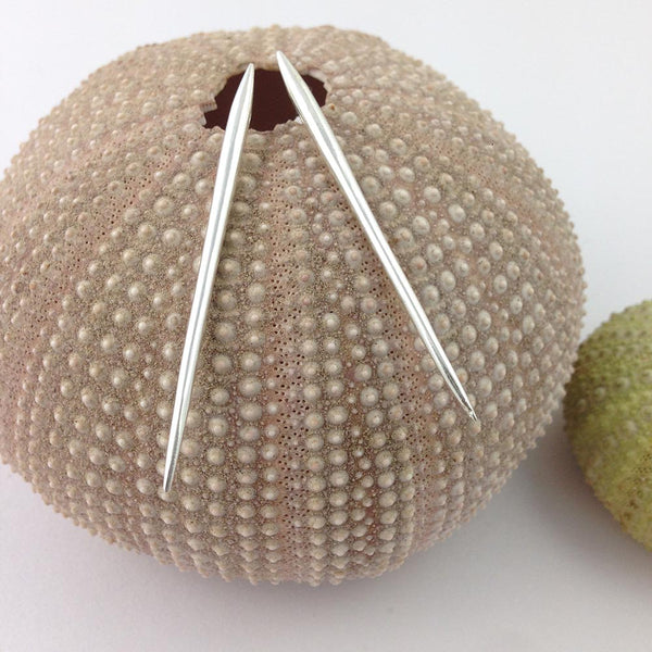 Sea Urchin Silver Spine Drop Earrings - Large