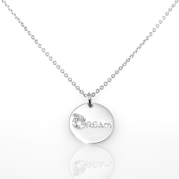 Dream, Hope, Love Sterling Silver w. Swarovski Dream Pendant Necklace