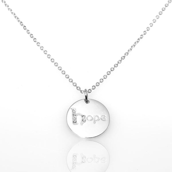 Dream, Hope, Love Sterling Silver w. Swarovski Hope Pendant Necklace