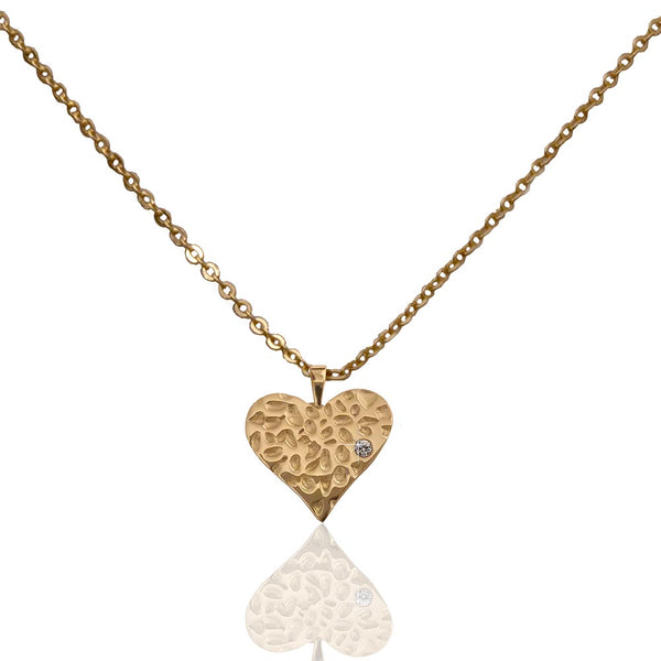 Saoirse Hammered Heart Gold-Plated Pendant Necklace