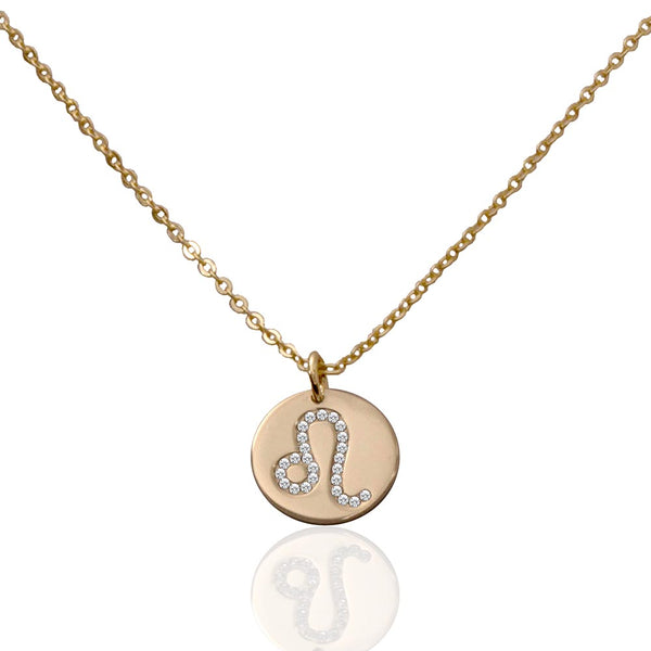 Saoirse Zodiac Signs Sterling Silver w. Gold Plating & Swarovski Stones Leo Pendant Necklace