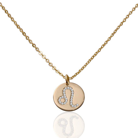 Saoirse Zodiac Signs Sterling Silver w. Gold Plating & Swarovski Stones Leo Pendant Necklace