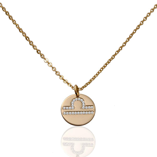 Saoirse Zodiac Signs Sterling Silver w. Gold Plating & Swarovski Stones Libra Pendant Necklace