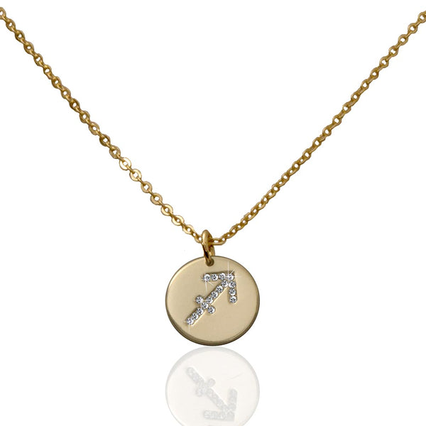 Saoirse Zodiac Signs Sterling Silver w. Gold Plating & Swarovski Stones Sagittarius Pendant Necklace