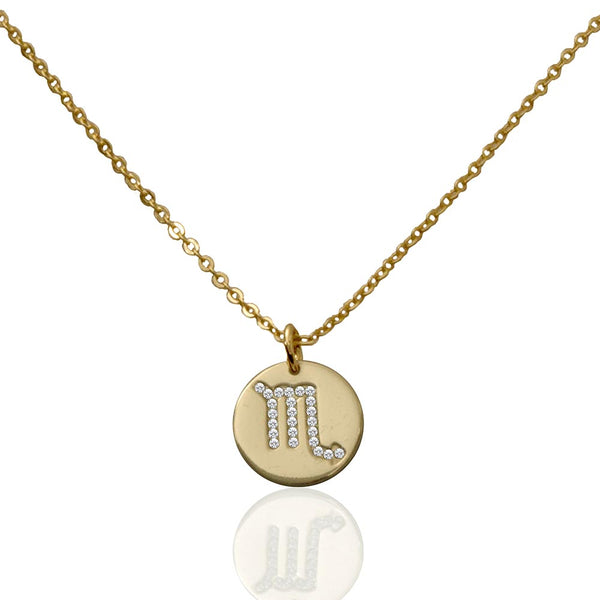 Saoirse Zodiac Signs Sterling Silver w. Gold Plating & Swarovski Stones Scorpio Pendant Necklace