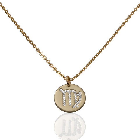 Saoirse Zodiac Signs Sterling Silver w. Gold Plating & Swarovski Stones Virgo Pendant Necklace