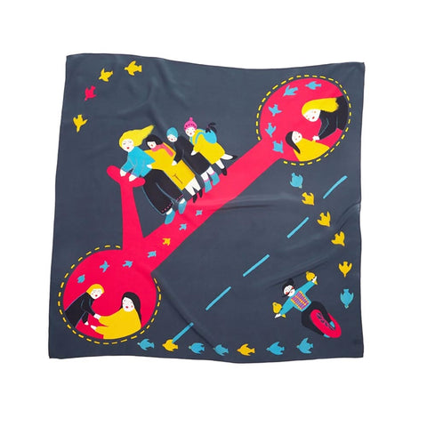Wheels Of Fortune Silk Scarf 90x90cm