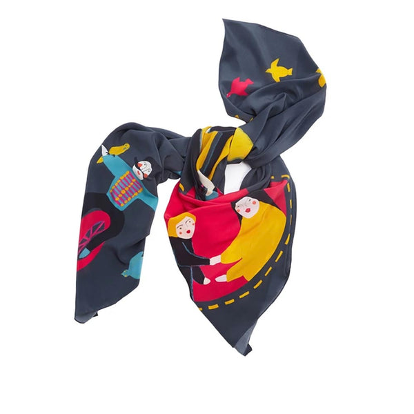 Wheels Of Fortune Silk Scarf 90x90cm