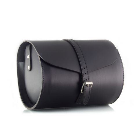 Curve Black Leather Barrel Bag