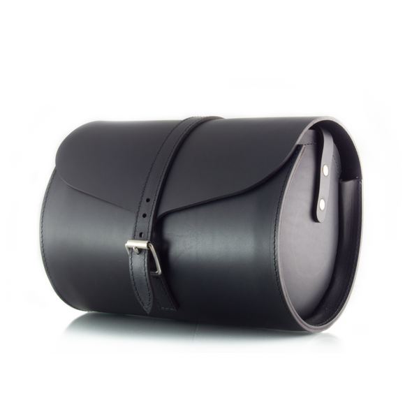 Curve Black Leather Barrel Bag