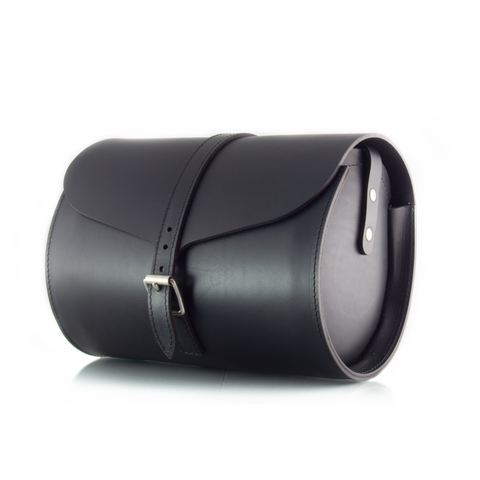 Curve Black Leather Barrel Bag