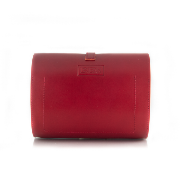 Curve Red Leather Barrel Bag