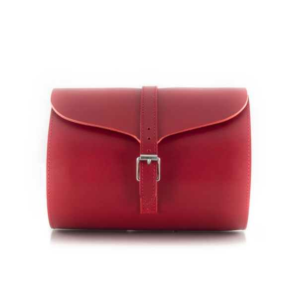 Curve Red Leather Barrel Bag