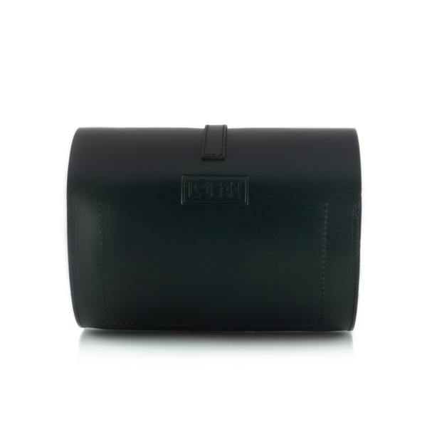 Scallop Black Leather Barrel Bag