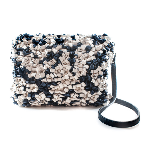 Maisey Petrol & White Leather Cross Body Bag