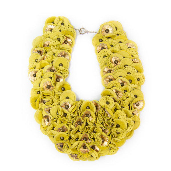 Piper Yellow & Gold Leather Necklace