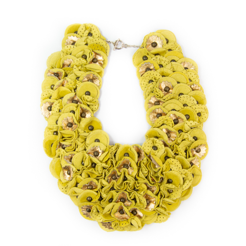 Piper Yellow & Gold Leather Necklace