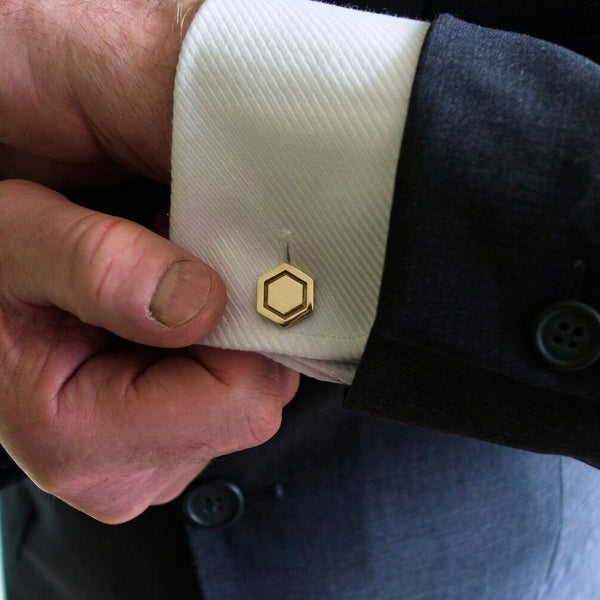Brass Hex Cufflinks