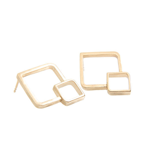 Fusion Overlapping Gold Plated Stud Earrings