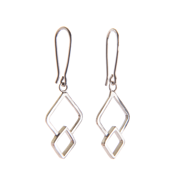 Fusion Overlapping Silver Hook Earrings