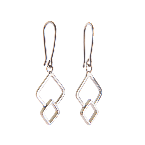 Fusion Overlapping Silver Hook Earrings