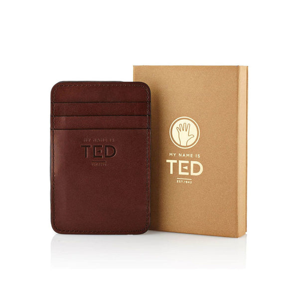 Magic Wallet Chocolate Brown Leather Wallet w. Brown Suede Lining