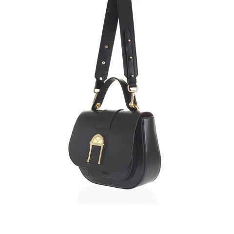 Door Bag Black Leather Crossbody Bag w. Black Door
