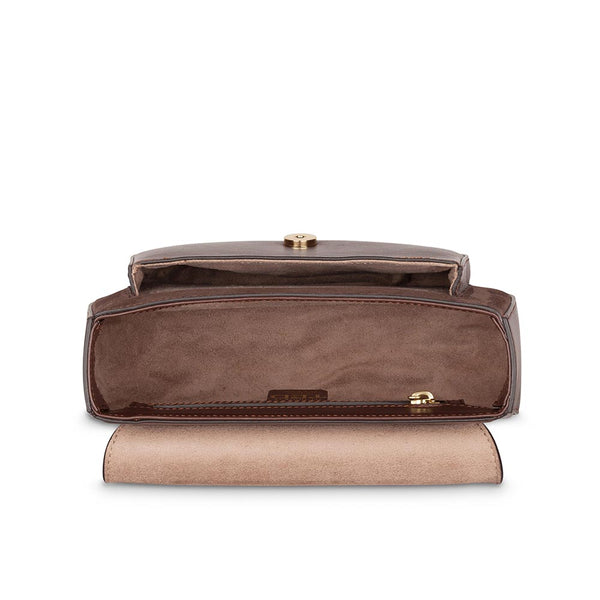 Door Bag Chocolate Brown Leather Crossbody Bag w. Brown Door