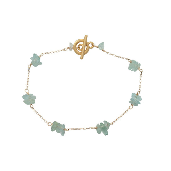 Chips Chain Gold-Plated Aqua Bracelet