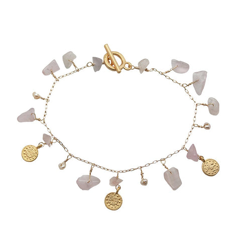 Coin Charm Gold-Plated Rose Bracelet