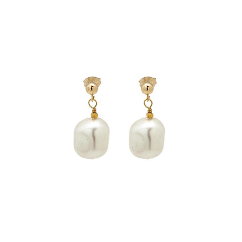 Nugget Gold-Plated Pearl Drop Earrings