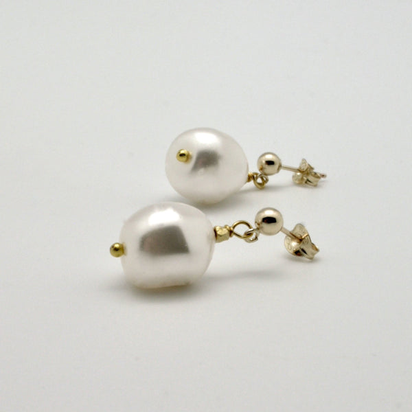 Nugget Gold-Plated Pearl Drop Earrings