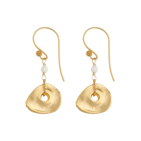 Freeform Gold-Plated Ivory Disc Drop Earrings