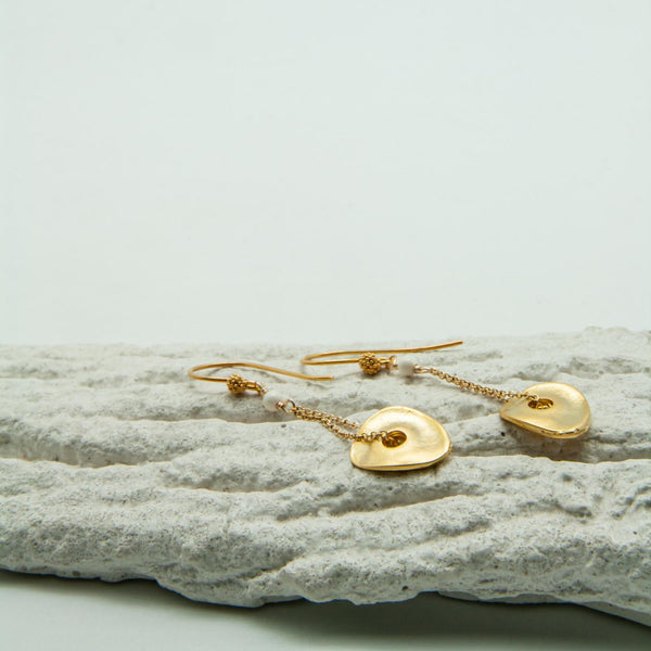 Chain Gold-Plated Ivory Earrings