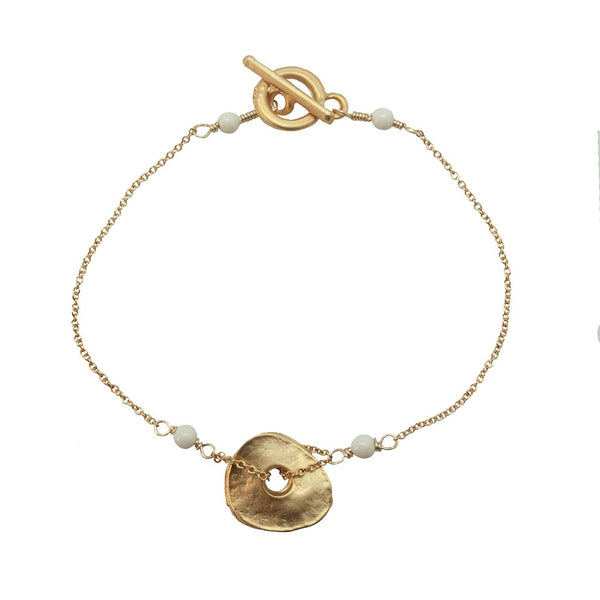 Freeform Gold-Plated Ivory Disc Bracelet