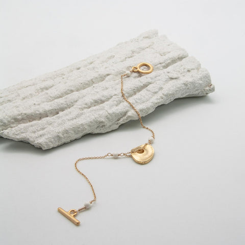 Freeform Gold-Plated Ivory Disc Bracelet