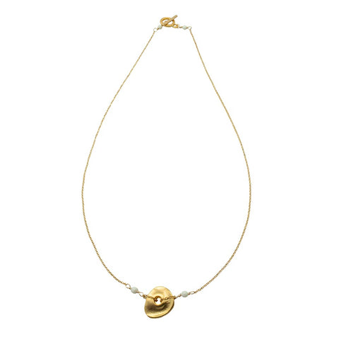 Freeform Gold-Plated Ivory Disc Necklace