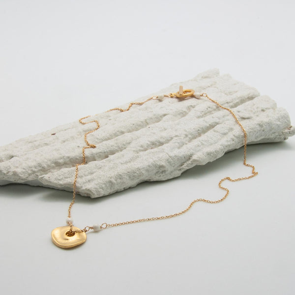 Freeform Gold-Plated Ivory Disc Necklace
