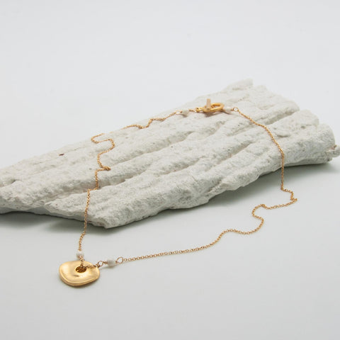 Freeform Gold-Plated Ivory Disc Necklace