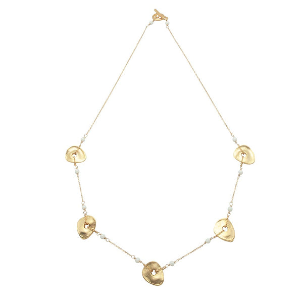Pebble Disc Gold-Plated Ivory Necklace