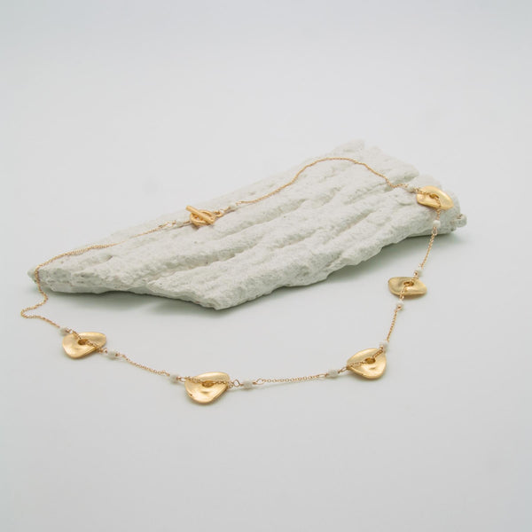 Pebble Disc Gold-Plated Ivory Necklace