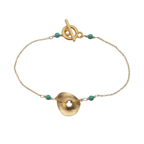 Freeform Gold-Plated Jade Disc Bracelet