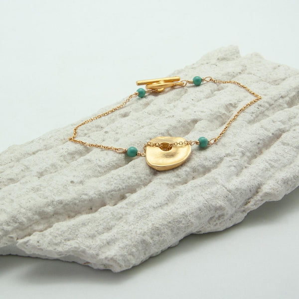 Freeform Gold-Plated Jade Disc Bracelet