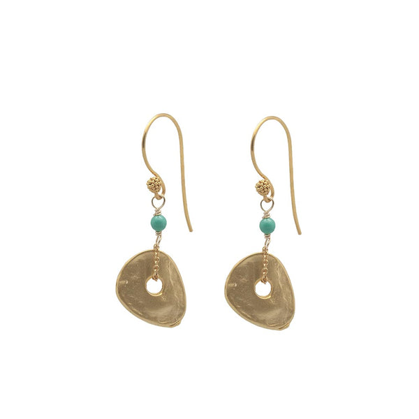 Freeform Gold-Plated Jade Disc Drop Earrings