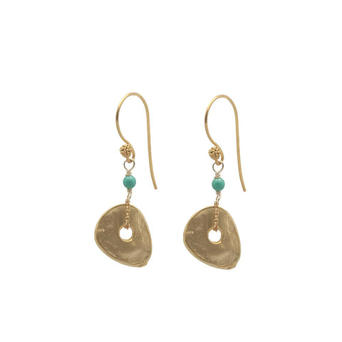 Freeform Gold-Plated Jade Disc Drop Earrings