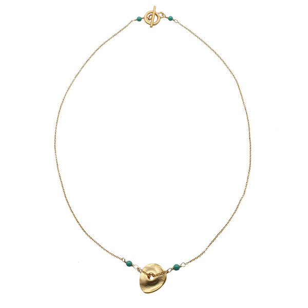 Freeform Gold-Plated Jade Disc Necklace
