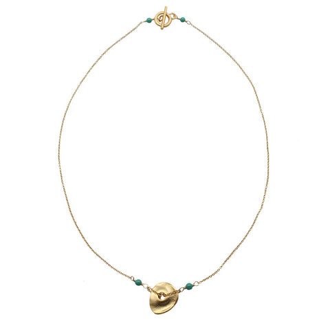 Freeform Gold-Plated Jade Disc Necklace