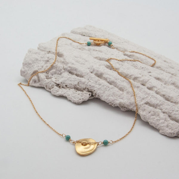 Freeform Gold-Plated Jade Disc Necklace