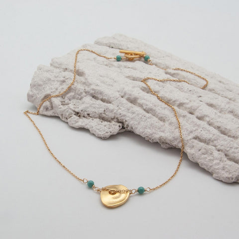 Freeform Gold-Plated Jade Disc Necklace